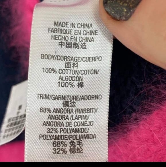Juicy Couture Angora Trim Knit Cardigan Navy, Pink, Soft, Y2K - Picture 6 of 6